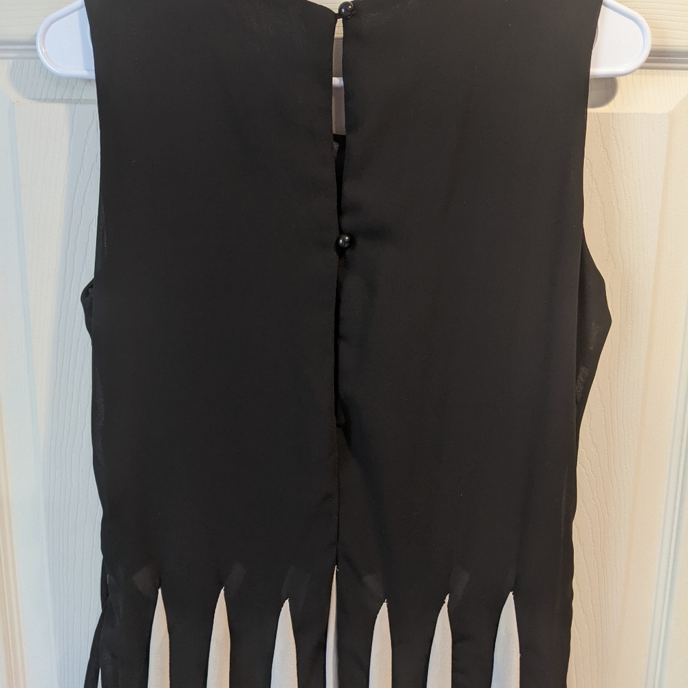 NWT Black and cream pleated, chiffon dress - Picture 3 of 4